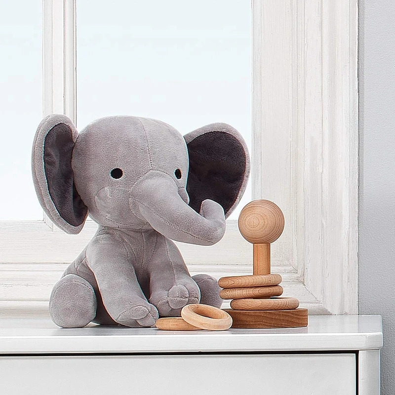 25cm Gray Elephant Plush Toys Kawaii Animals Soft Sleeping Stuffed Pillow Doll Plushie for Baby Room Decorative Gifts 240625 Y260128