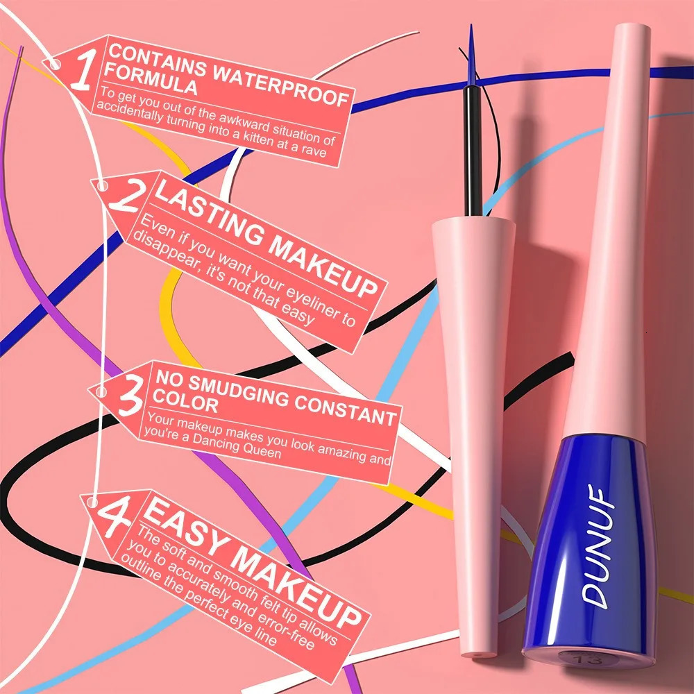 Colorful Eyeliner Liquid Pencil Waterproof Matte Eye Liner Pen Long Wear Pink Green Yellow Purple White Eyes Liner Stick Makeup 240625