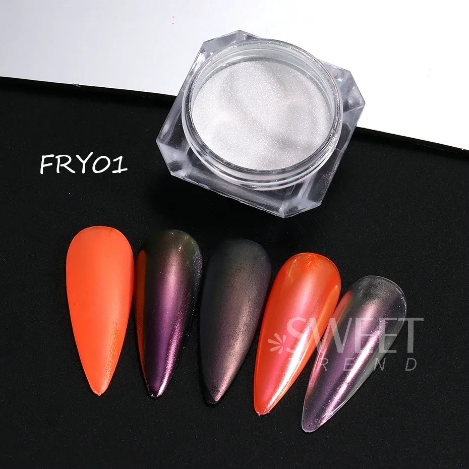 2pcs Rainbow Mirror Nails Glitter Powder Mermaid Unicorn Chrome Pigment Aurora Rub Dust Glimmer Manicure Decor Accessories Flash 240625