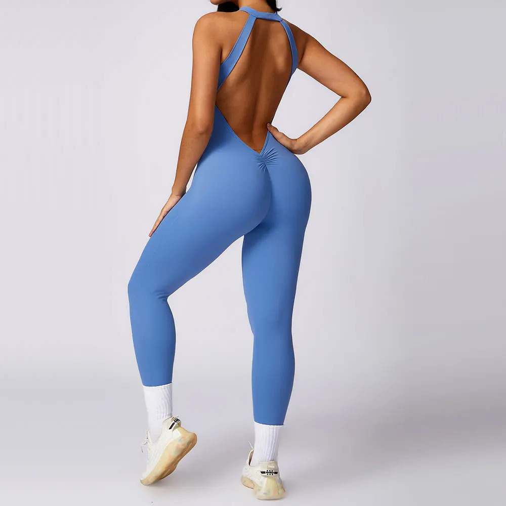 Romper Backless Workout Jumpsuit Fiess Bodysuit Siamese Sportswear Women Tracksuit Gym Clothes One-piece Playsuit Yoga Set 240625