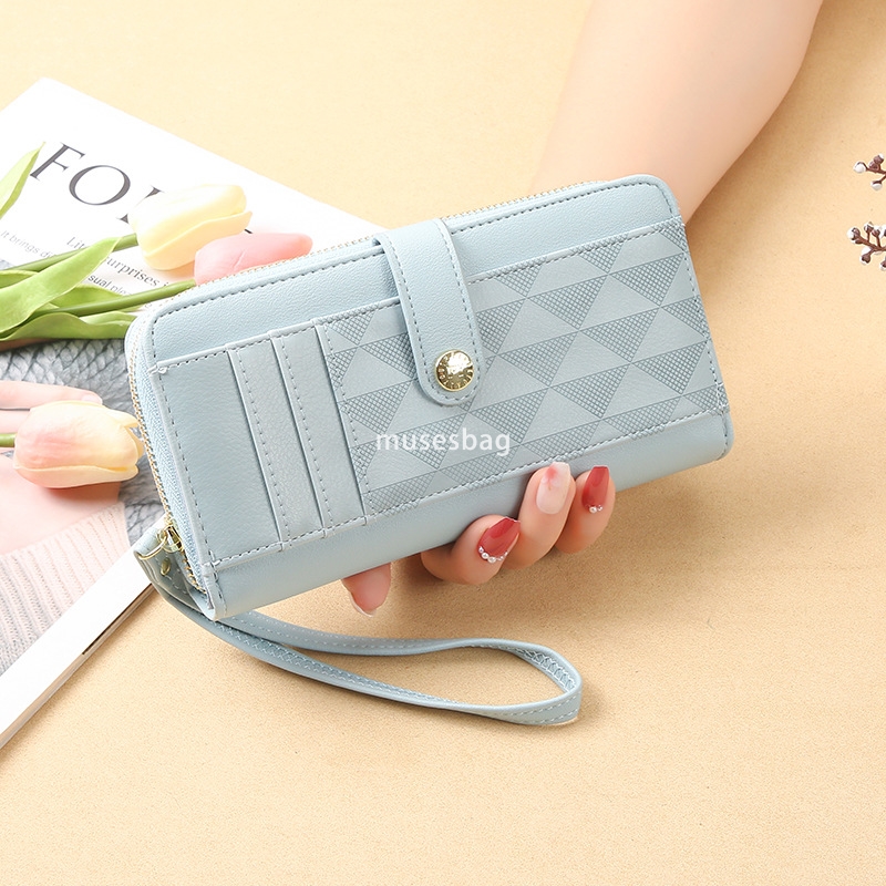 Fashionable women's high-end feeling new atmosphere retro style Korean wallet long wallet leather wallet classic and practical large capacity cha