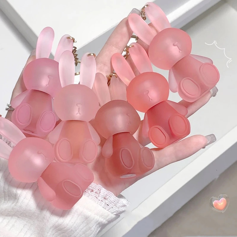 Cute Rabbit Velvet Lip Mud Keychain Matte Nude Lip Gloss Autumn Winter Non-stick Cup Lipstick Waterproof Lasting Cosmetics 240626