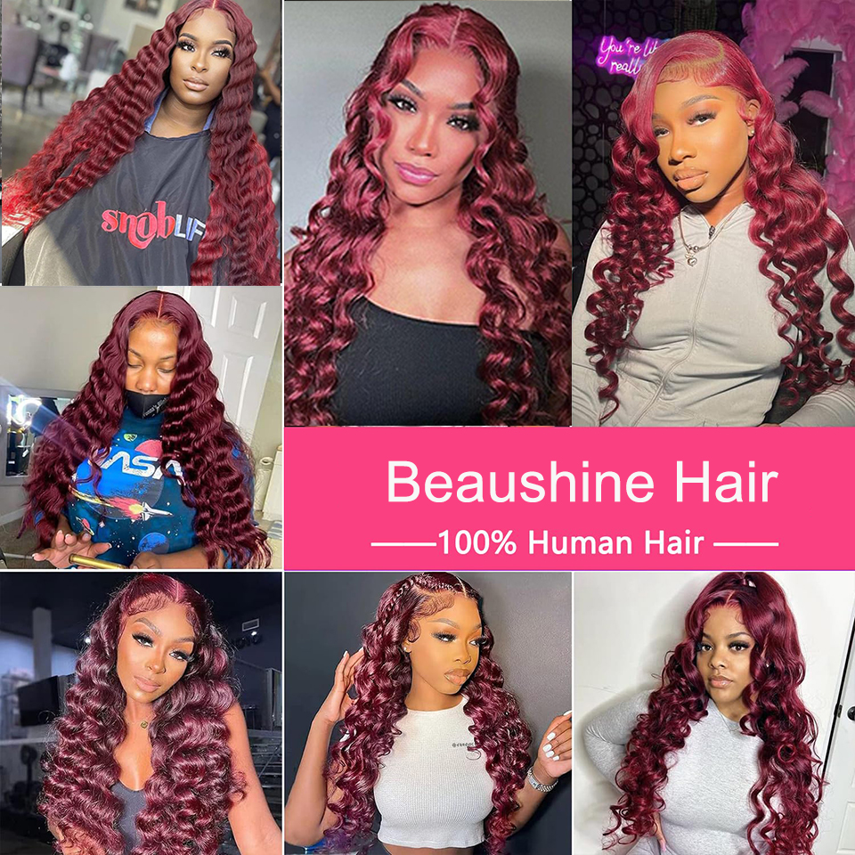 99J Bury Loose Wave Frontal Wig 13X4 Deep Curly Lace Front Human Wigs Brazilian Remy Hair