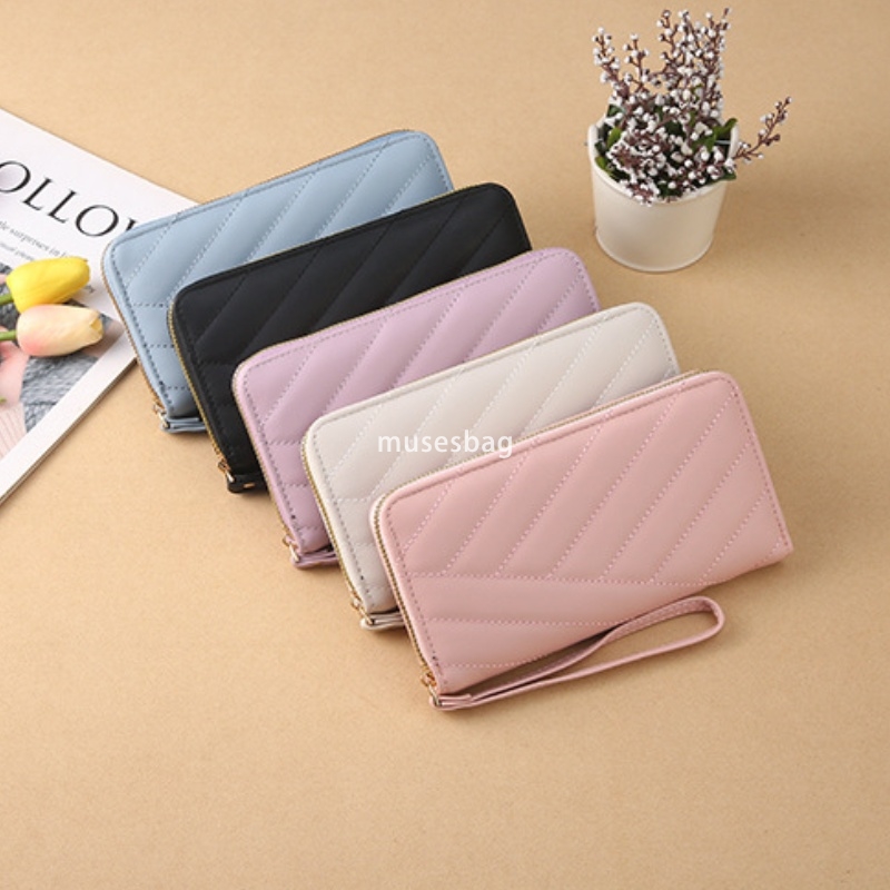 High end women's fashionable temperament, socialite new Korean version wallet long single zipper simple and practical large capacity multi card w