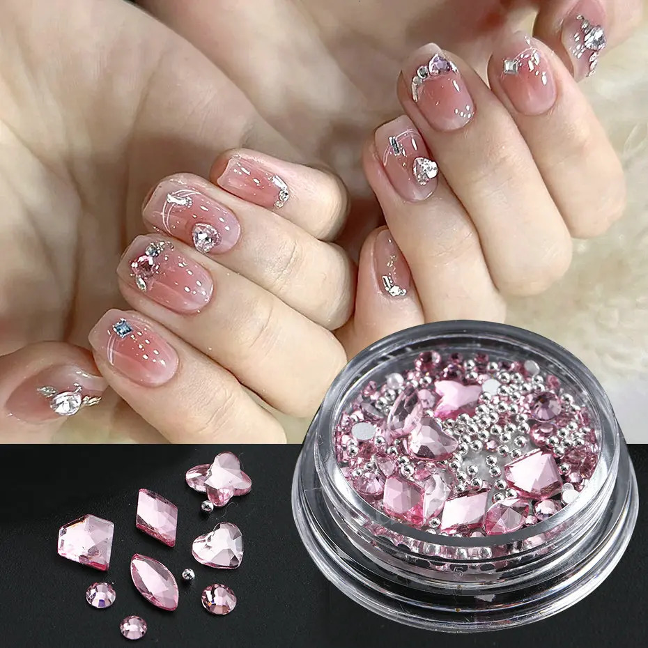 Mixed Mini Nails Rhinestone Flat Back Crystal Stone Metal Beads Pearl Butterfly Nail Art Charm Jewelry Handmade 240625