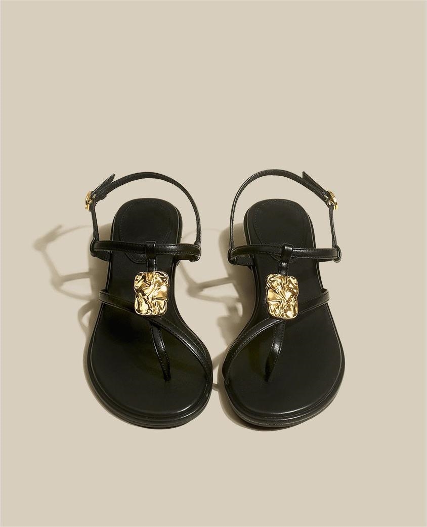 French premium sandals women's summer 2023 new block heels roman shoes fashion beach sandals black