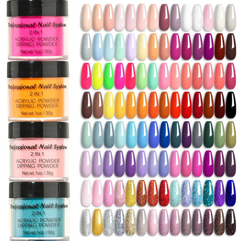 1oz/30g Colorful Acrylic Powder Carving Nail Polymer Dip/Extension 3in1 Crystal Powder Manicure Professional Nail Acrylic Powder 240625
