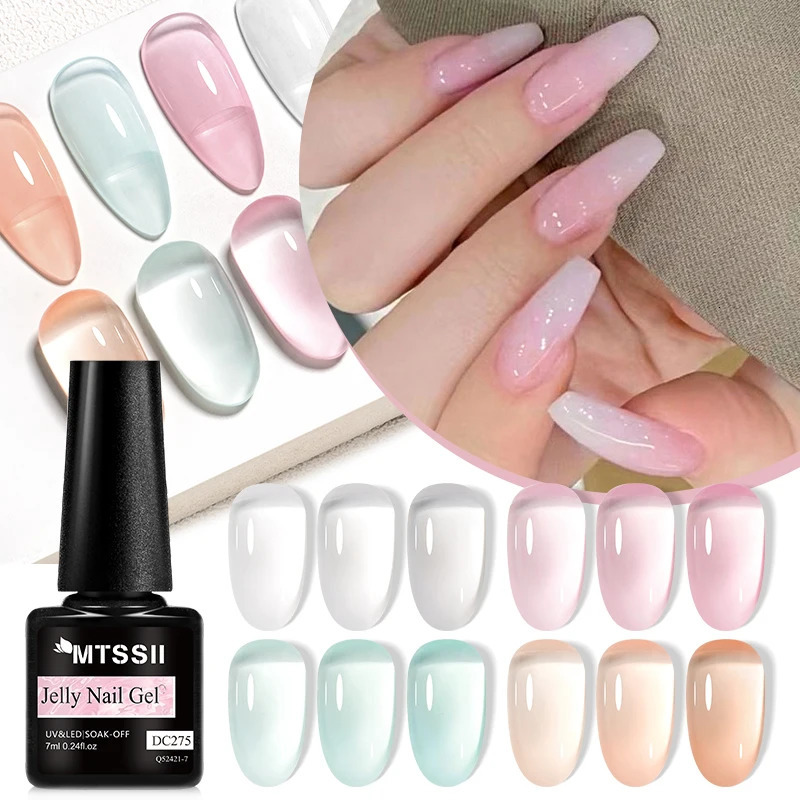 7ML jelly gel nail polish black crystal transparent matte nail art gel semi anent varnish soap UV LED gel 240625