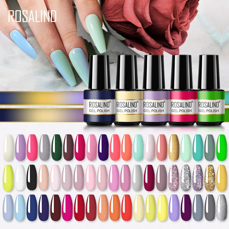 ROSALIND solid gel nail polish flash gel varnish suitable for nail processing nail art foundation top coating UV lamp semi anent G 240625