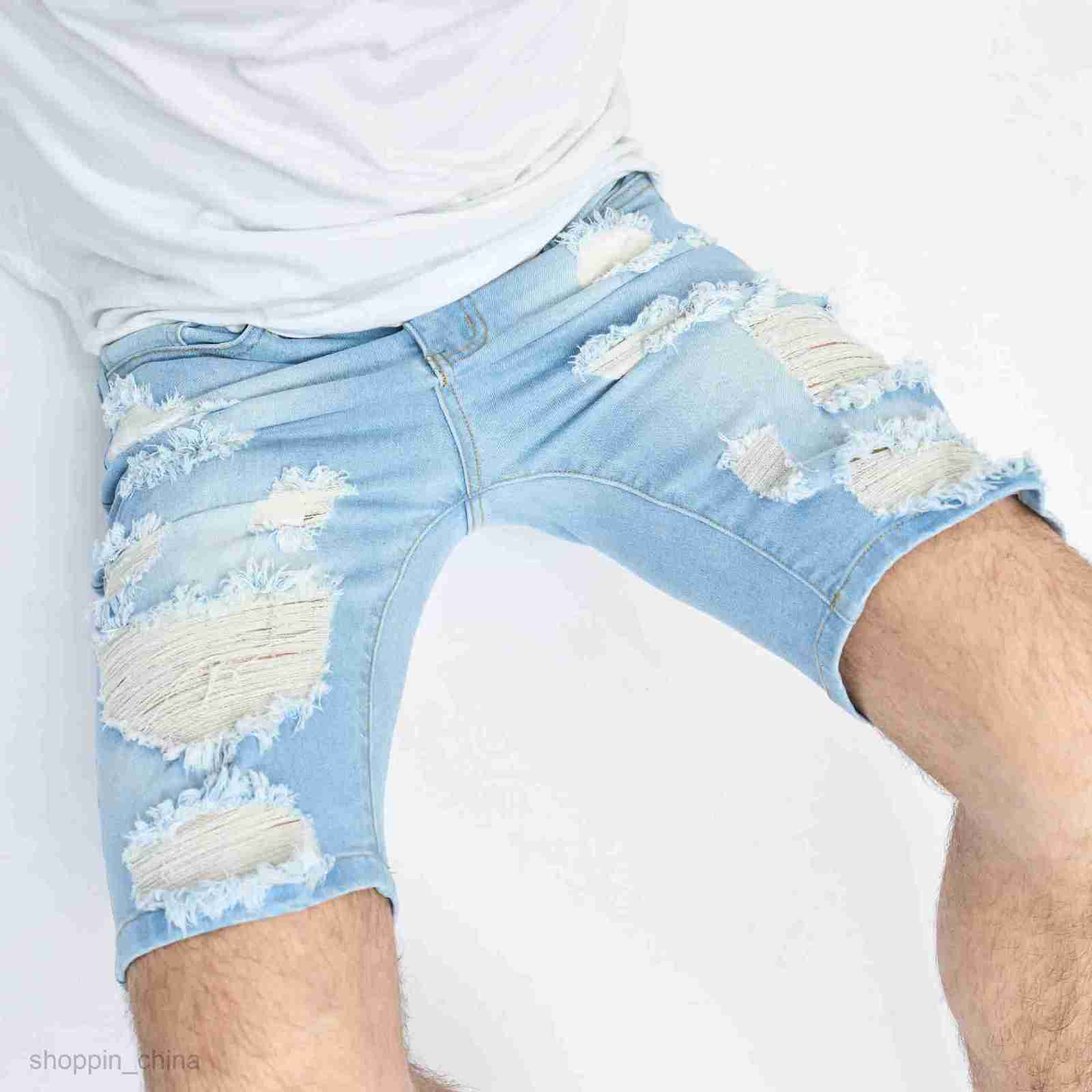 Men's Shorts New Summer Male 5-point Casual Broken Trendy Middle Pants Scratched Beggar Shorts Male