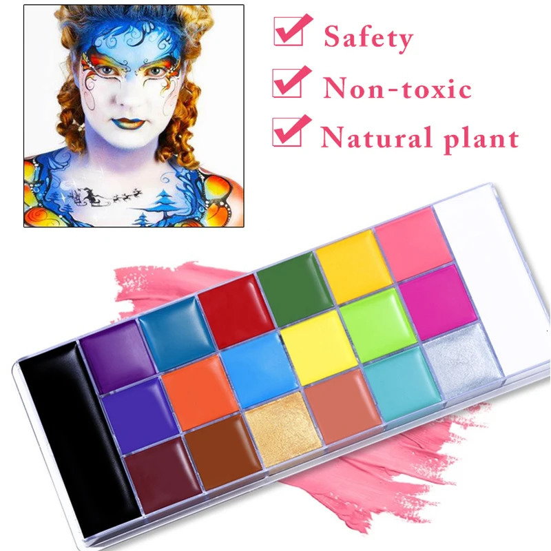 20 Colors Safe Cosmetic Flash Tattoo Painting Art Halloween Party Makeup Fancy Dress Beauty Palette Face Body Painting Oil 240709