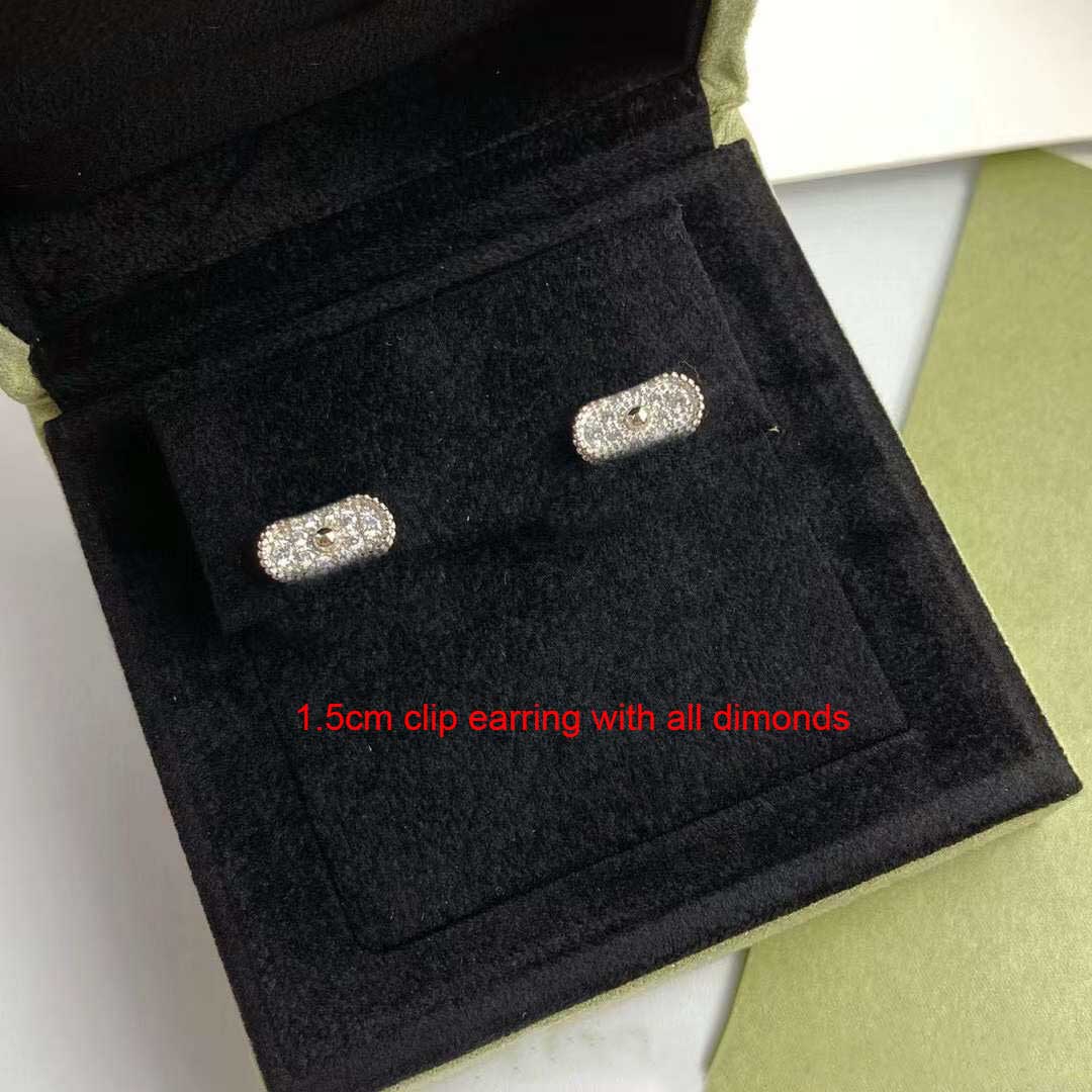 2024 Luxury quality V gold material clip earring with diamonds for women wedding jewelry gift have box stamp PS4832