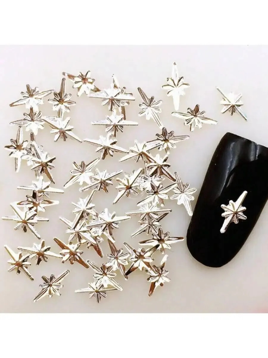 1000 pieces/pack 5 * 8mm Silver Starlight Japan 3D Metal Stud Nail Decoration Mini Nail Tip Sticker Accessories Pieces 240625