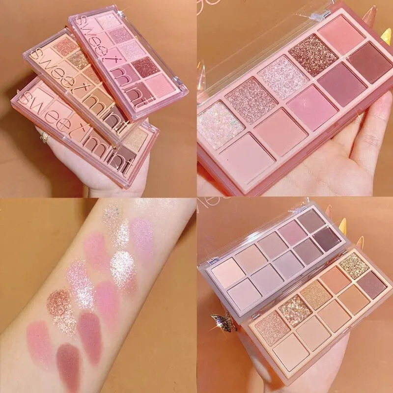 10 Color Eyeshadow Palette Shimmer Matte Makeup Palette Glitter Soft Brown Eyeshadow Eye Pigment Long Lasting Cosmetics 240625