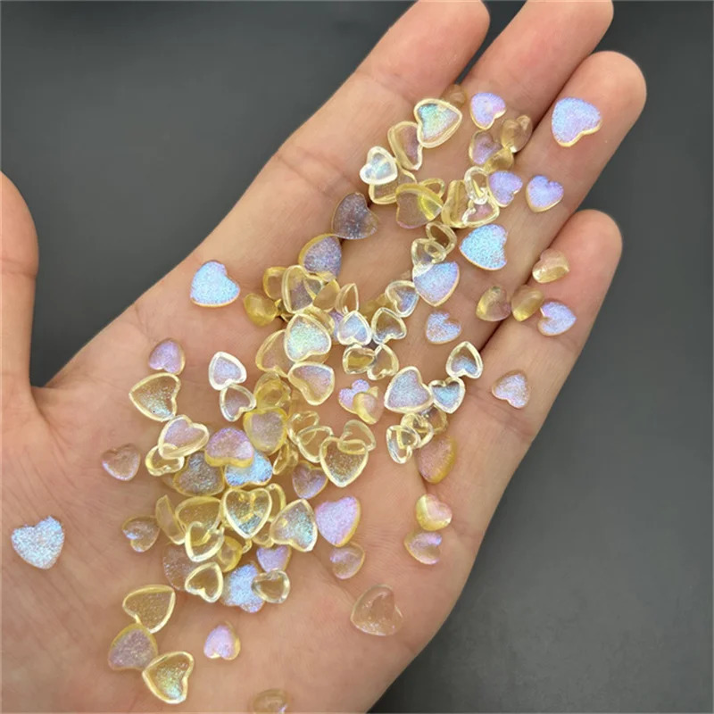 50 Kawaii accessories resin nail art charm cartoon heart-shaped nail decoration mixed size handmade Rhinestone jewelry DIY 240625