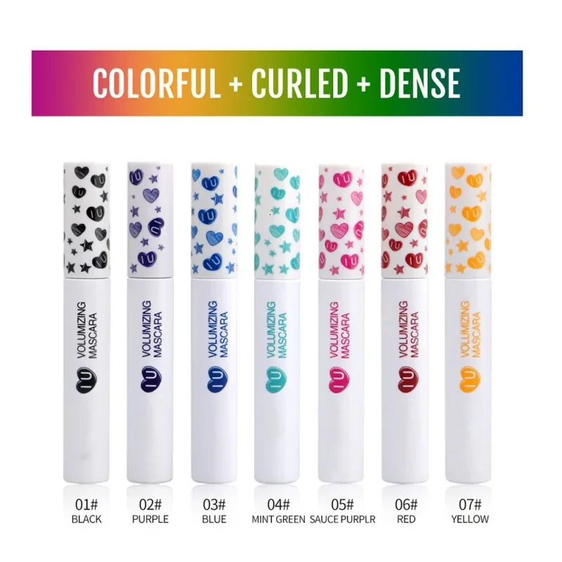 7 ColorsSet Waterproof Color Mascara Eyeliner Charming Longlasting Colorful Curling Lengthening Extension Eyelashes 240625