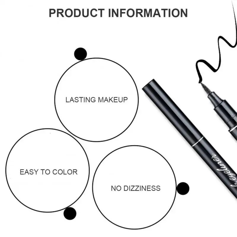 Women Eyeliner Liquid Pen Waterproof Long Lasting Quick Drying Smooth Makeup Beauty Matte Eyeliner Stamp Eye Pencil 240625