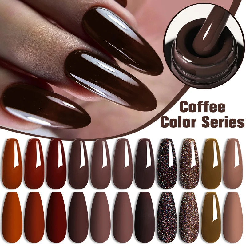 LILYCUTE 7ML gel nail polish brown earth coffee series semi anent UV gel chocolate autumn winter nail art gel varnish 240625