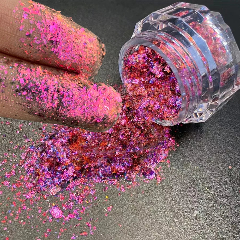 Unicorn Chameleon Aurora Nail Glitter Powder Colorful Magic Mirror Nail Pigment Flakes Powder Broken Yuki Aurora Chameleon Dust 240625