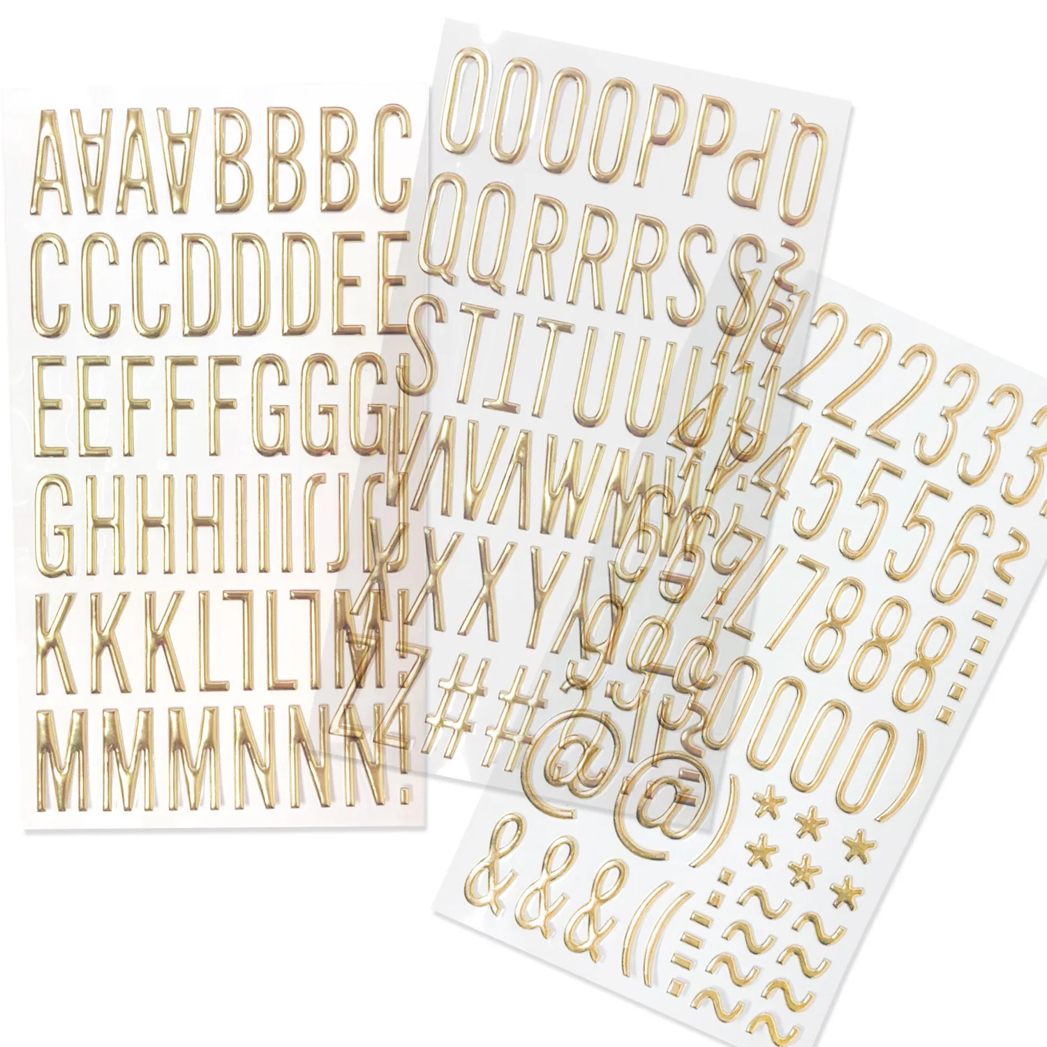 3 sheets of 170pcs 1-inch 3D golden letter and number stickers 25mm letter stickers DIY handcrafted scraper self-adhesive stickers 240625