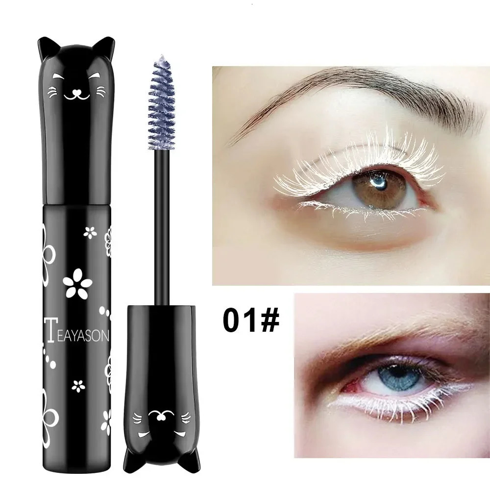6 Color Waterproof Fast Drycara Mascara Curls Extension Non-smudge Mascara Blue Pink Purple Black White Coffee Ink Mascara o240625