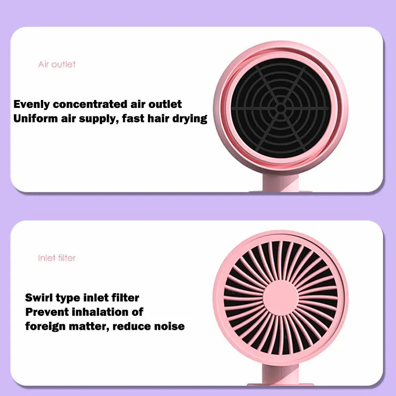 MIni Folding Hairdryer 220V-240V 750W with Carrying Bag Air Anion Hair Care for Home Travel Hair Dryer Dormitory Blow Drier 240625