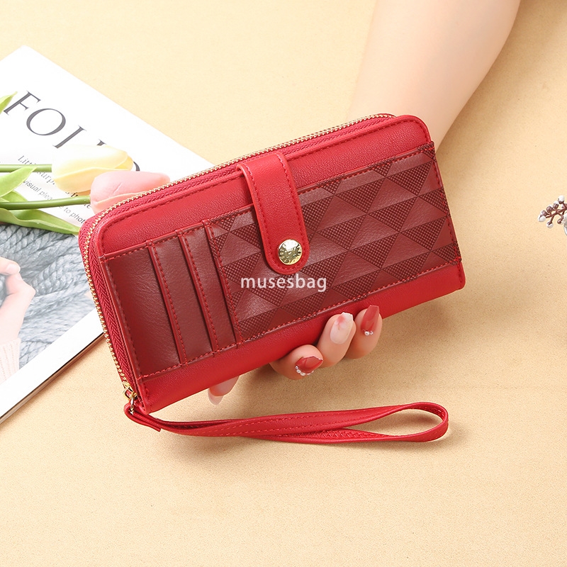 Fashionable women's high-end feeling new atmosphere retro style Korean wallet long wallet leather wallet classic and practical large capacity cha
