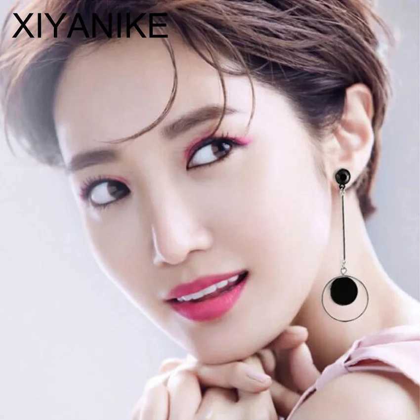 Charm Asymmetric AB Version Circle European And American Fashion Exaggerated Long Earrings Personality Pendientes Boucle OreilleFemme