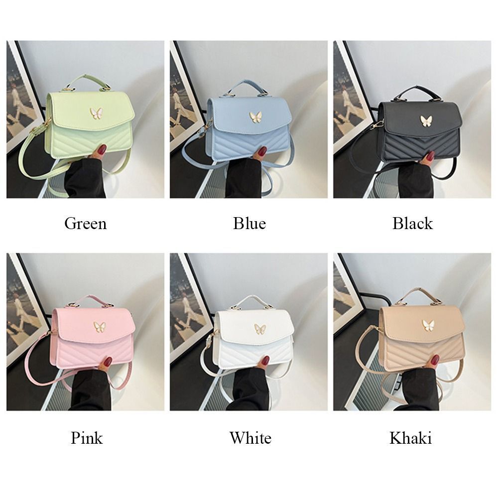 Women Stylish Butterfly Embroidery Sling Fashion PU Leather Shoulder Bag Portable Large Capacity Handbag F6.26#20 ddmymoon
