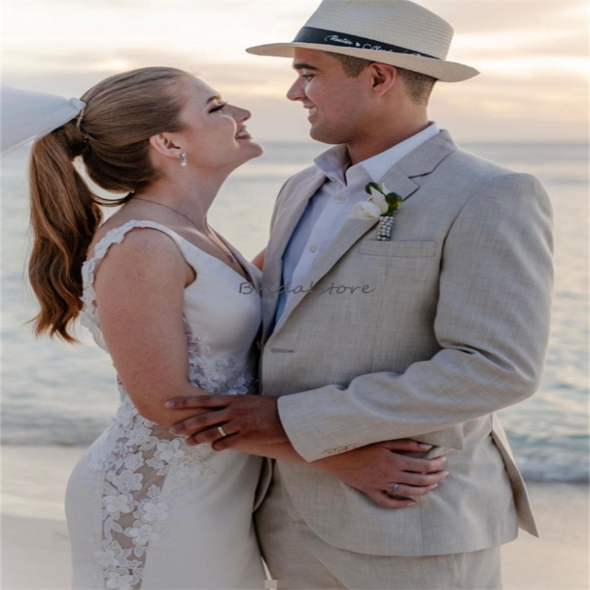 Elegant Destination Beach Mermaid Wedding Dresses 2024 Celtic Rustic Country Lace Bridal Dress Backless Soft Satin Bride Dress Vestido De Noiva Casame