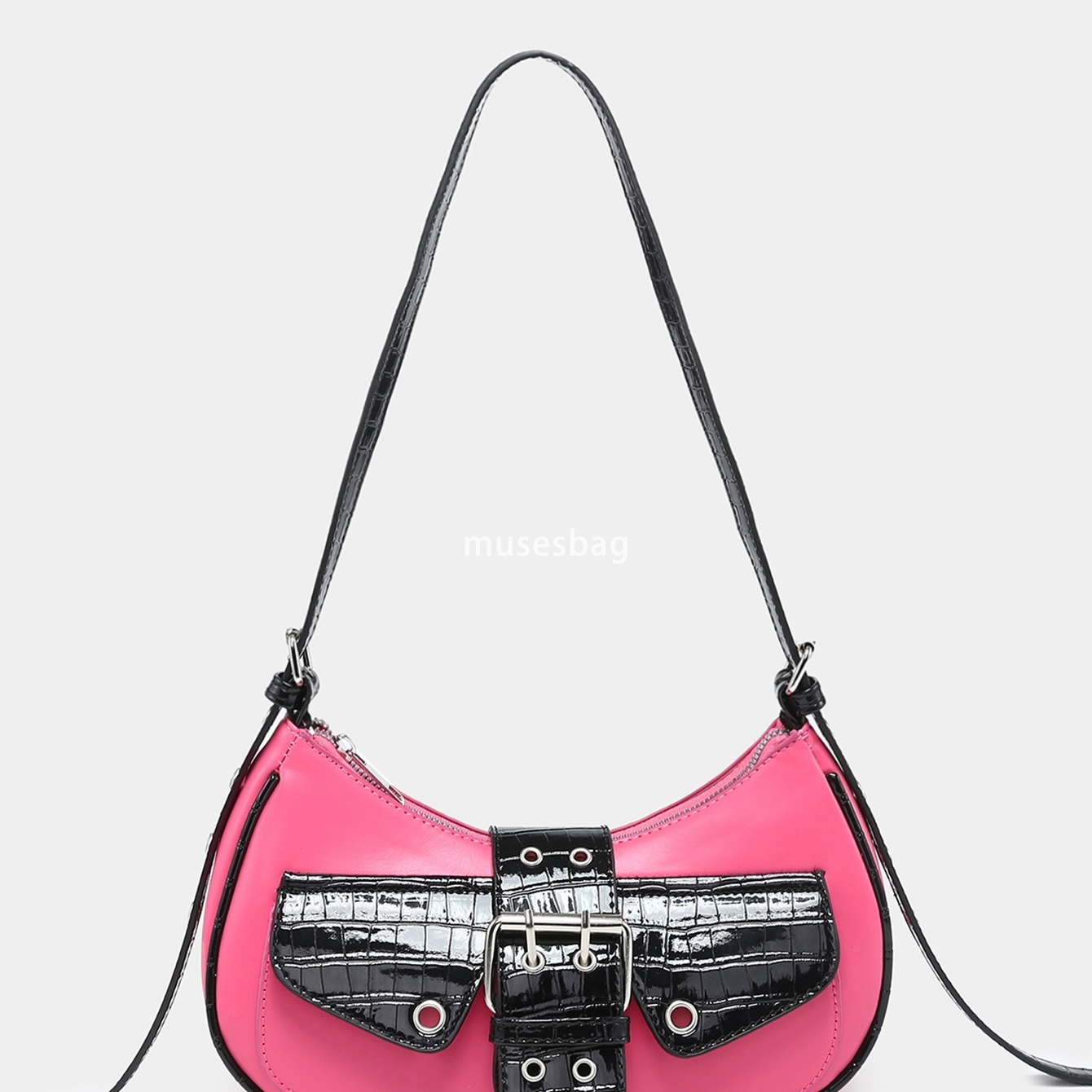 Women's retro motorcycle punk Maillard style multiple bag openings decorated with artificial oil wax explosive leather shoulder bag underarm bag