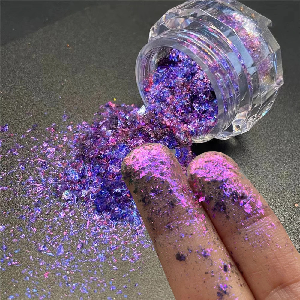 Unicorn Chameleon Aurora Nail Glitter Powder Colorful Magic Mirror Nail Pigment Flakes Powder Broken Yuki Aurora Chameleon Dust 240625