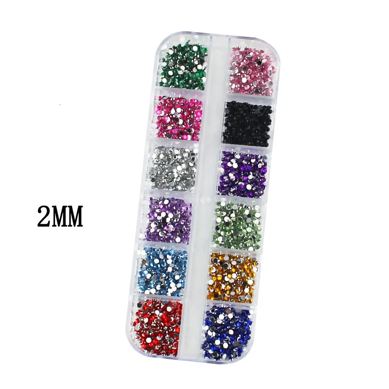 3000Pcs A box nail art flat back crystal rhinestone 1.5mm 2.0mm diamond tension control tip 3D decoration 240625