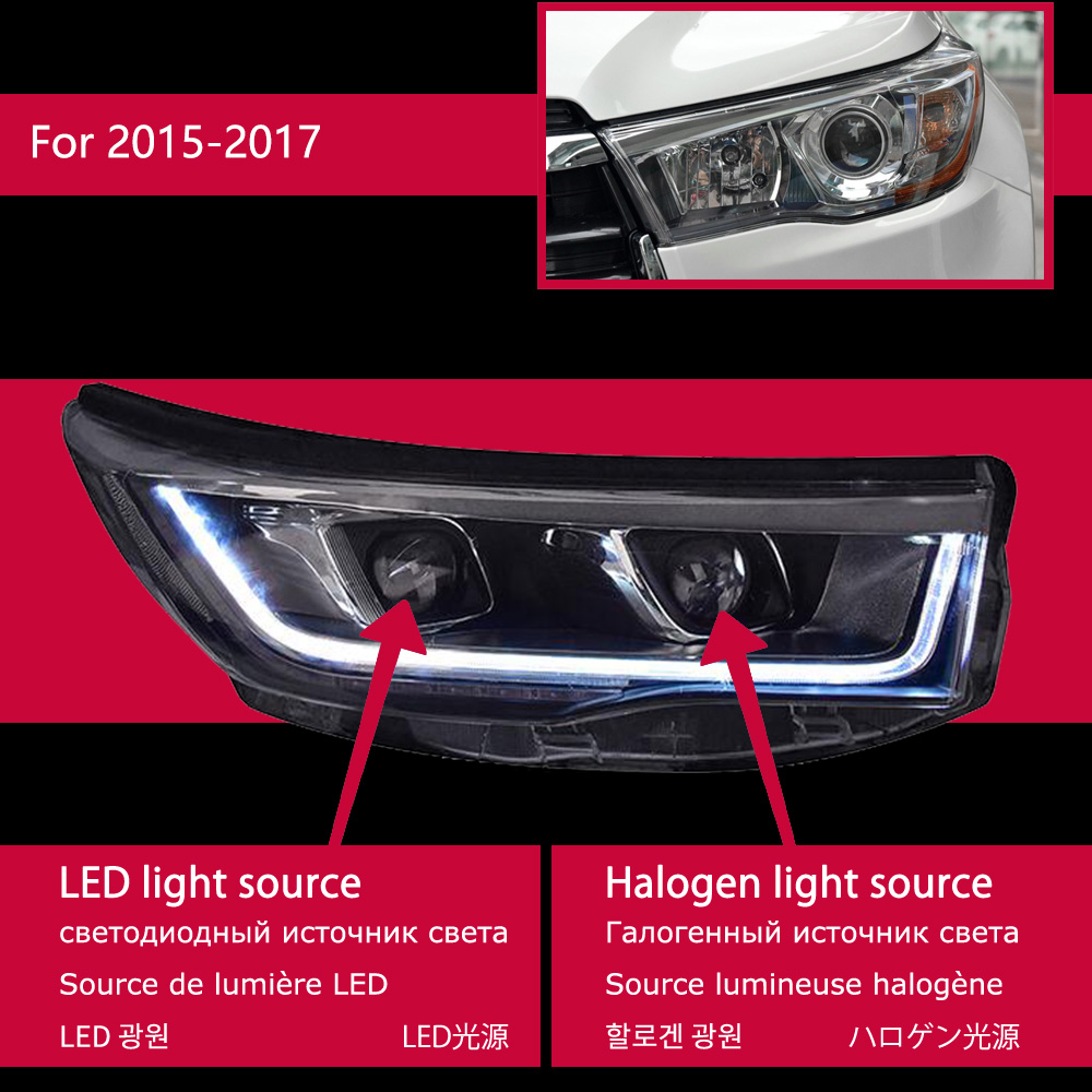 Car Light Assembly for Kulger New Highlander 20 15-20 17 LED Front Headlights Replacement DRL Daytime Light