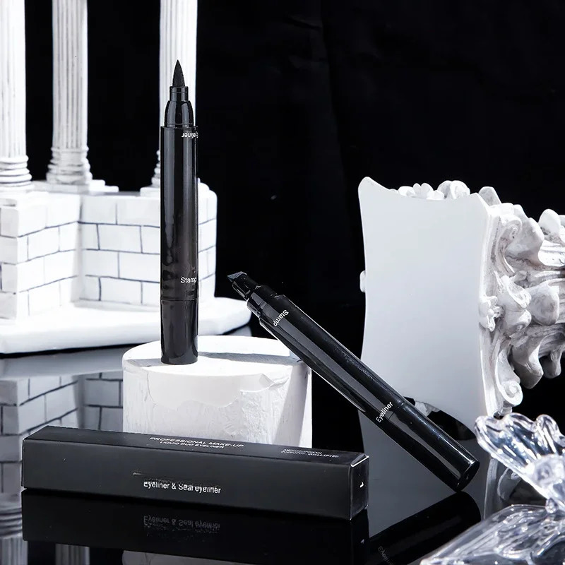 Black Double-ended Quick-drying Triangle Star Seal Eyeliner Pen Waterproof Lasting Non-smudge Liquid Eye Liner Pencil Cosmetic 240626