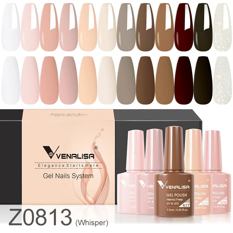 Venalisa Earth Brown Autumn Color Collection Nail gel Polishing UV LED gel Varnish Full Coverage Gorgeous gel Nail Enhancement Process 240625