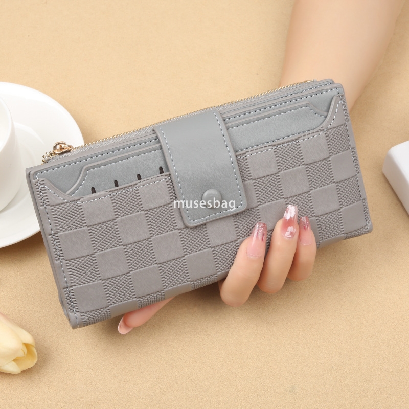 Fashionable women's designer high-end handbag wallet long Korean version with contrasting color patchwork zipper tassels practical high-capacity 