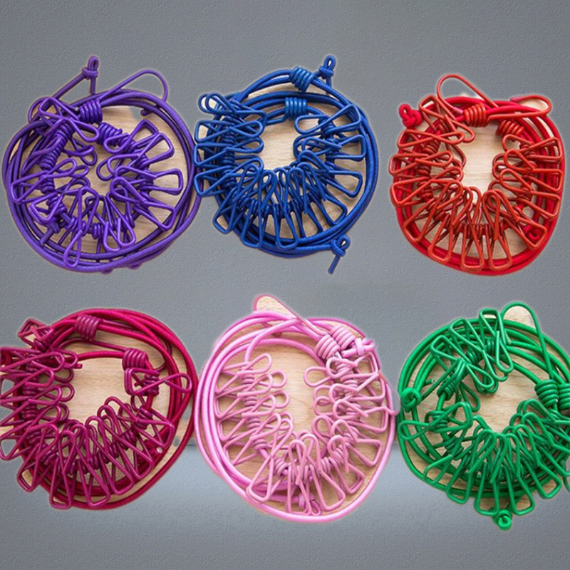 18m Travel Portable Elastic clothesline with clips Multifunctional Underwear Socks Washing lines Hangers Clothes Hanging Line Rop