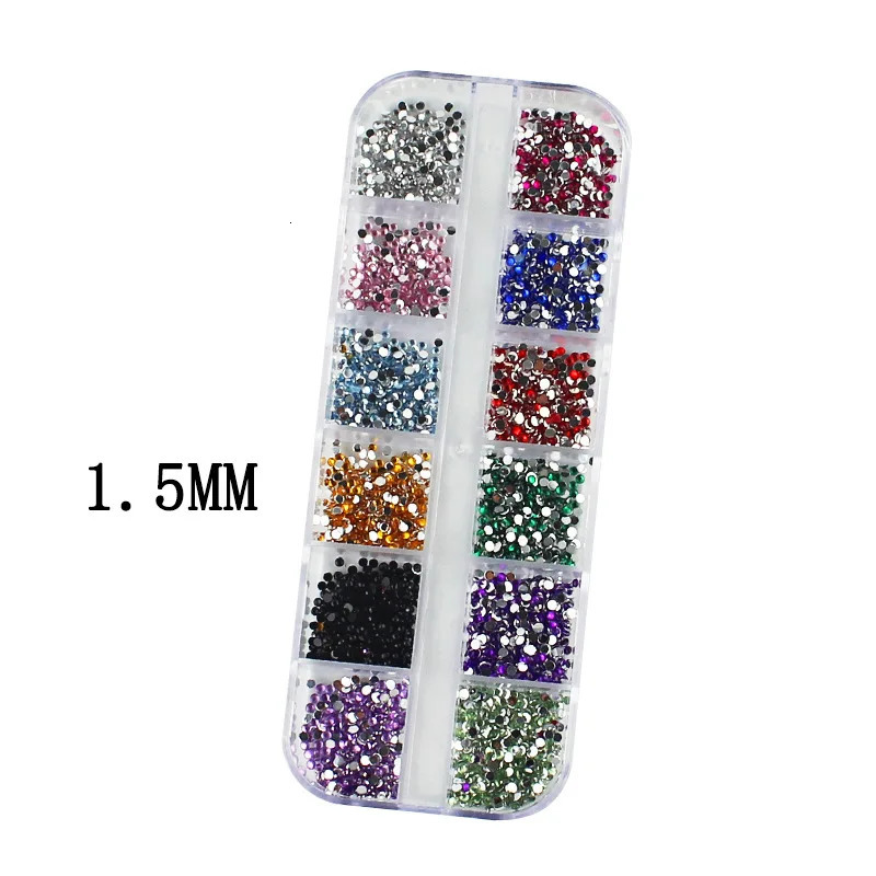 3000Pcs A box nail art flat back crystal rhinestone 1.5mm 2.0mm diamond tension control tip 3D decoration 240625