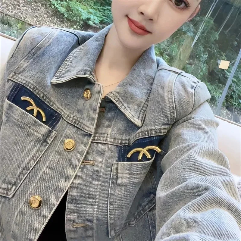 Denim Jacket Womens Spring Autumn Fashion Cowgirl Coat Embroidered Tops SingleBreasted Outwear Jackets Female 240618