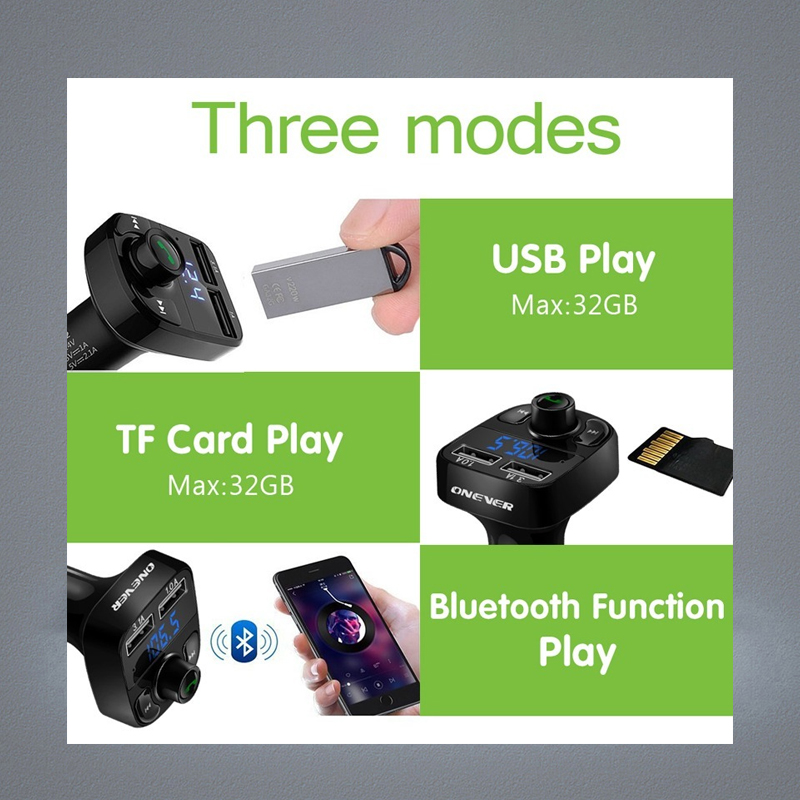 FM Transmitter Aux Modulator Bluetooth Hands Car Kit Car o MP3 Player with 31A Quick Charge Dual USB Car Charger