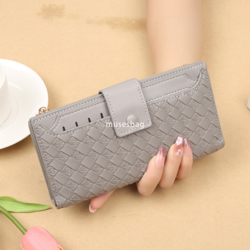 Fashionable Women's Designer New Classic Retro Wallet Long Zipper Woven Pattern Handheld Bag Practical Large Capacity Wallet with Multiple Card P