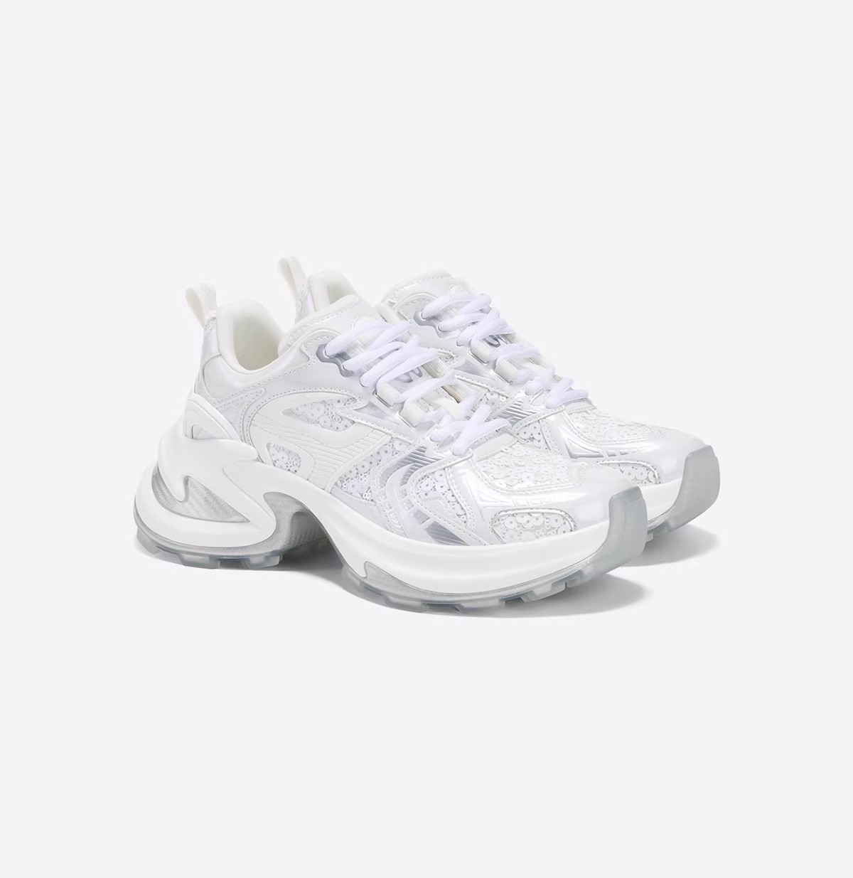 Paris Silver Sequins Thick Bottom Height Enhancement Pop Shoes Women's 2024 Summer New Fashion Mesh Breathable Sneakers 232