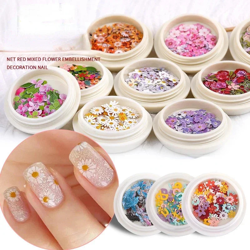 50 pieces/box of henna ultra-thin wood pulp patches color mixing decoration small daisy rose nail art accessories DIY 240625