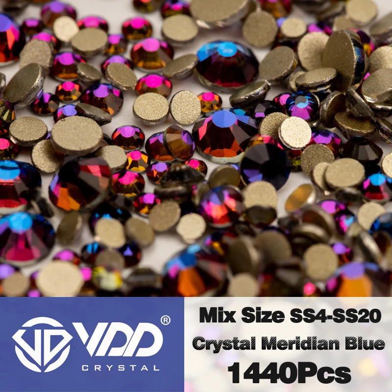VDD SS4-SS20 Mix Size Clear Crystal Non-fix Gold FlatBack Rhinestones Decorations DIY Glitter Stones 3D Nail Art Accessories 240625