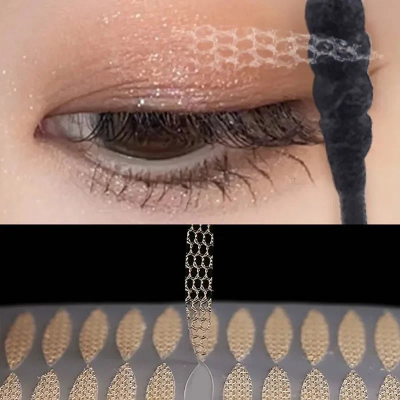 144-240pcsSet Gauze Lace Mesh Olive-shaped Eyelid Paste-shaped Invisible Double Fold Eyelid Shadow Tape Sticker Beauty Tool 240626