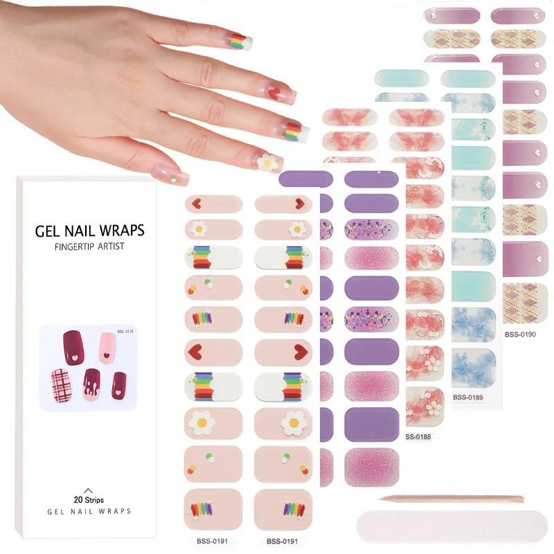 Semi-Cured Gel Nail Wraps Simple Transparent Color Adhesive Waterproof Long Lasting Gel Nail Stickers Harden In UV Lamp Need 240625