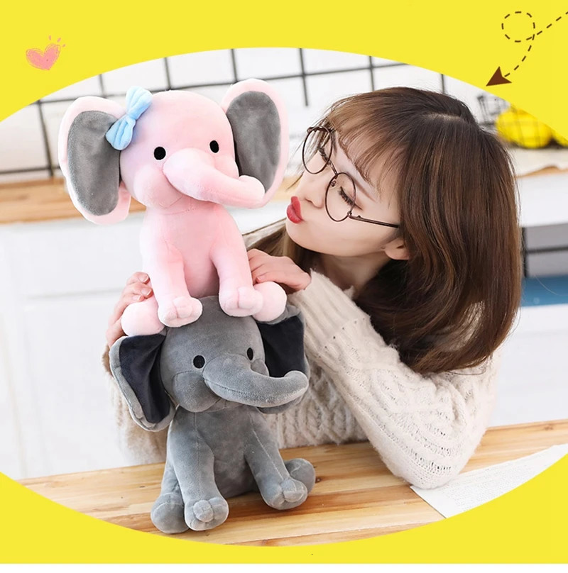 25cm Gray Elephant Plush Toys Kawaii Animals Soft Sleeping Stuffed Pillow Doll Plushie for Baby Room Decorative Gifts 240625 Y260128