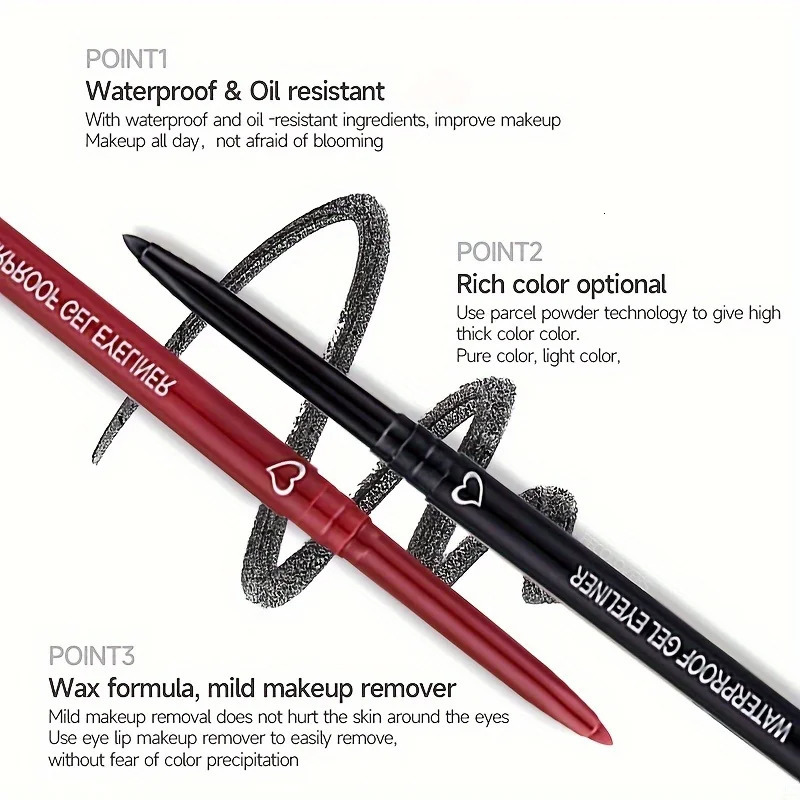 2 In 1 Eyeliner Lip Liner Gel Pencil Waterproof Long-lasting White Black Brown Easy Wear Eyeliner Makeup For Eyes 6 Colors Optio 240625