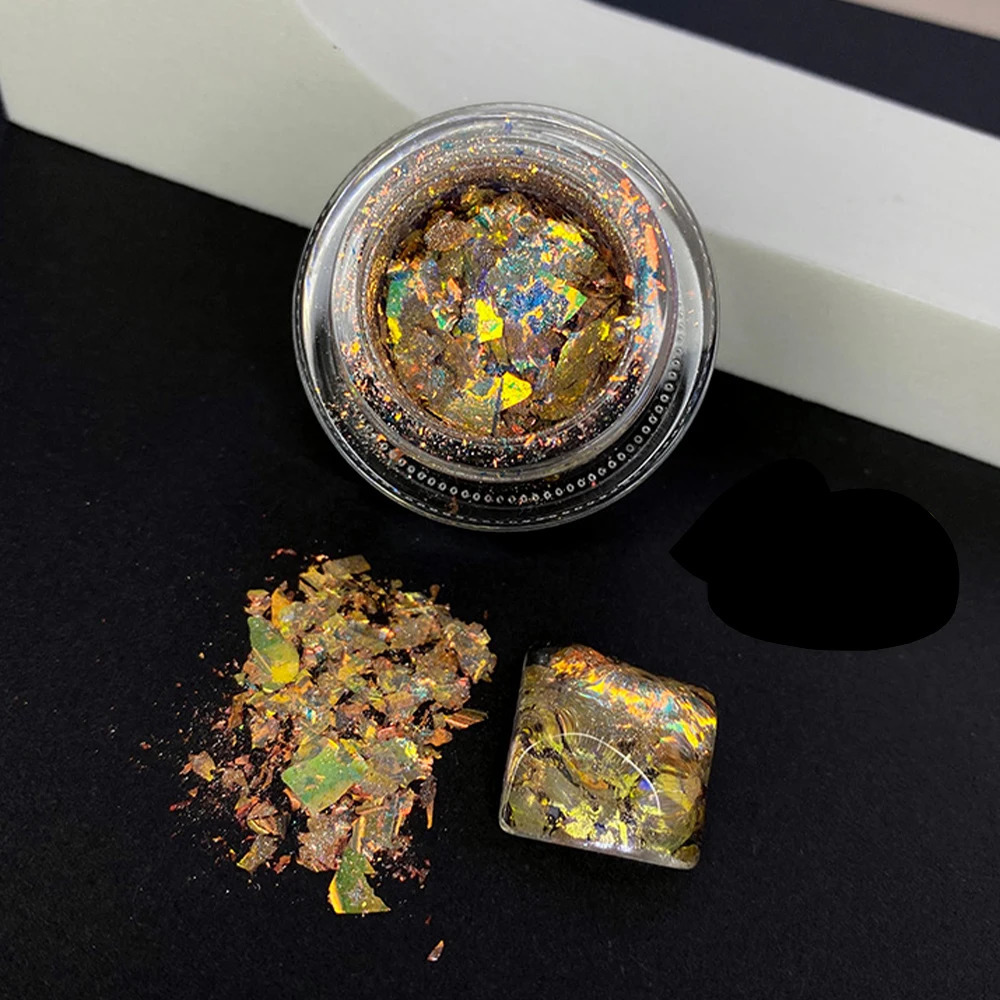 Aurora Crystal Opal Nail Powder Holographic Irregular Glitter Iridescent Sequins Rub Dust Mermaid Chameleon Flakes DIY Manicure 240625